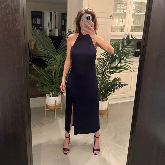 NEW Classic Navy High Neck Holiday  Dress, Alice + Olivia, US 4 - Picture 1 of 5